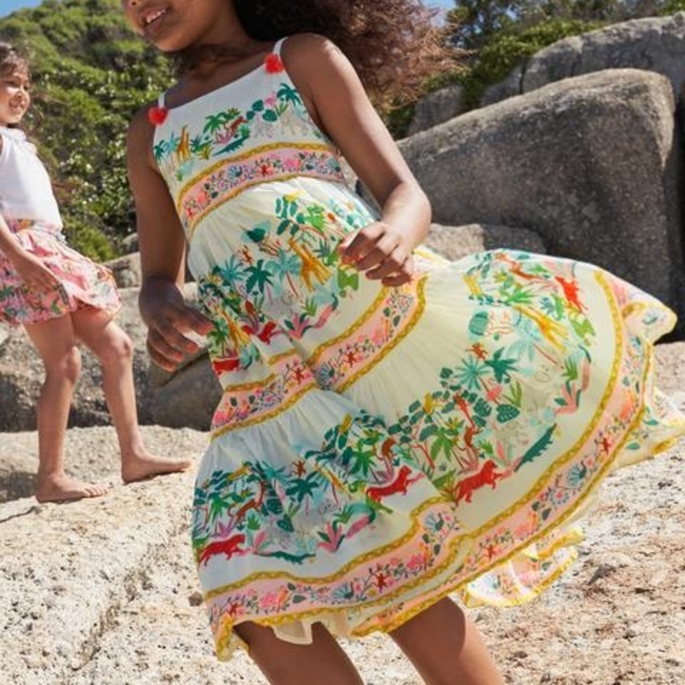Boden Yellow and Green Tiered Sundress